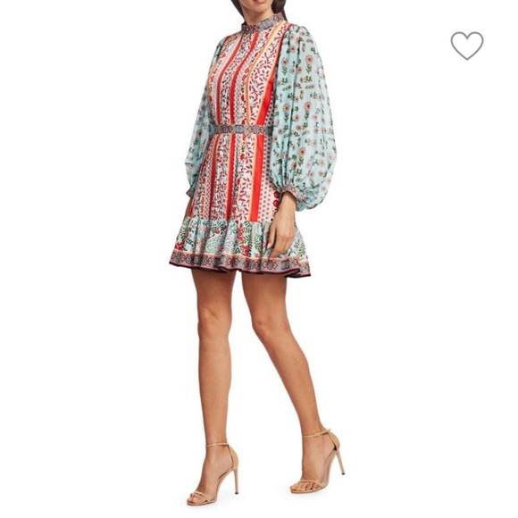 Alice + Olivia Raya Paloma Floral Puff Sleeve Dress - Picture 9 of 14